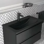 Casa si Gradina - Sanitare - Lavoar baie si accesorii - Lavoare si piedestale - Lavoar pe mobilier Ideal Standard Connect Air 84x46 cm negru mat - Infinity.ro