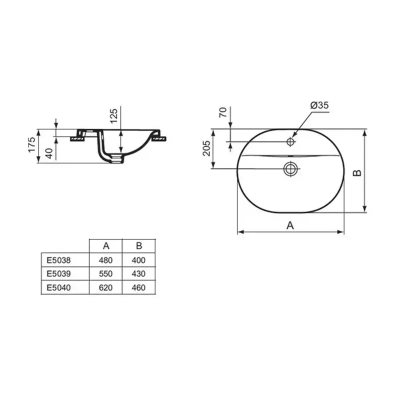 Casa si Gradina - Sanitare - Lavoar baie si accesorii - Lavoare si piedestale - Lavoar incastrat Ideal Standard Connect 62 cm alb lucios - Infinity.ro