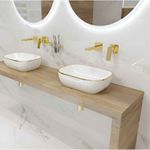 Casa si Gradina - Sanitare - Lavoar baie si accesorii - Lavoare si piedestale - Lavoar pe blat Spectrum, Gineta Gold Line, dreptunghiular, alb-auriu - Infinity.ro