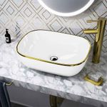 Casa si Gradina - Sanitare - Lavoar baie si accesorii - Lavoare si piedestale - Lavoar pe blat Spectrum, Gineta Gold Line, dreptunghiular, alb-auriu - Infinity.ro