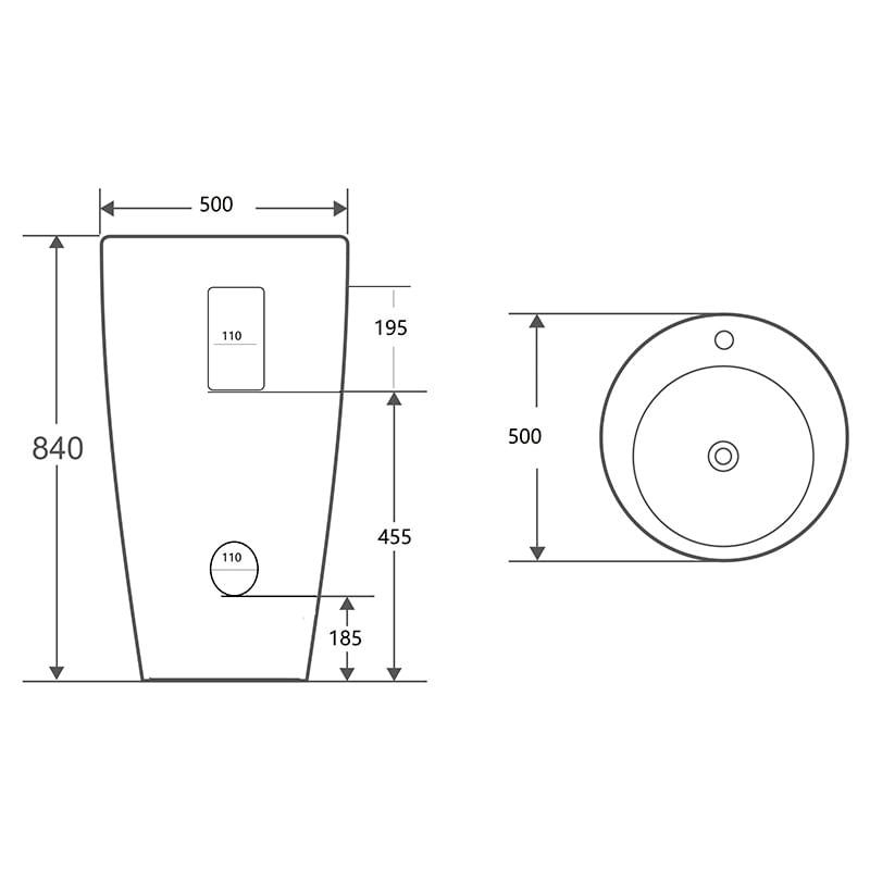 Casa si Gradina - Sanitare - Lavoar baie si accesorii - Lavoare si piedestale - Lavoar stativ, Fluminia, Milady-50, back to wall, rotund, alb - Infinity.ro