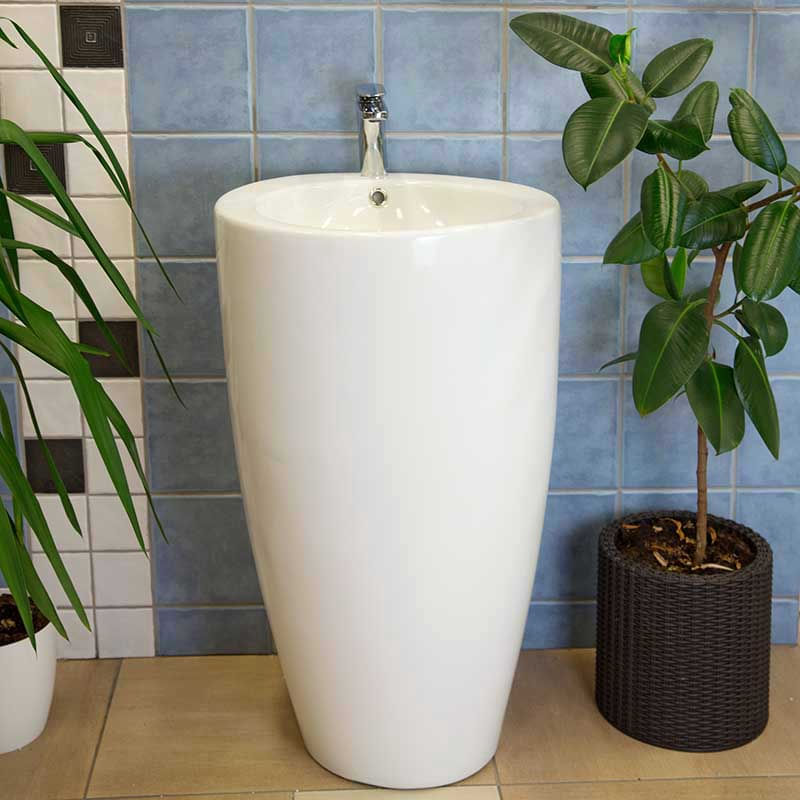 Casa si Gradina - Sanitare - Lavoar baie si accesorii - Lavoare si piedestale - Lavoar stativ, Fluminia, Milady-50, back to wall, rotund, alb - Infinity.ro