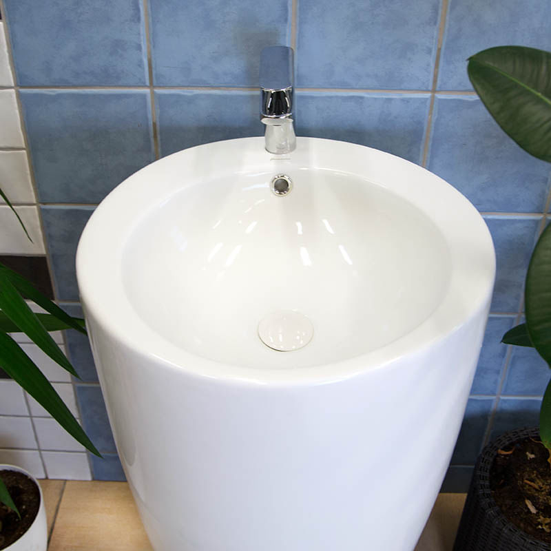 Casa si Gradina - Sanitare - Lavoar baie si accesorii - Lavoare si piedestale - Lavoar stativ, Fluminia, Milady-50, back to wall, rotund, alb - Infinity.ro