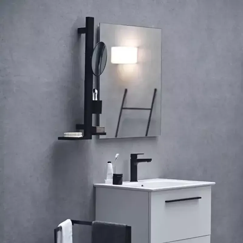 Casa si Gradina - Sanitare - Suporturi si accesorii baie - Accesorii baie - Set accesorii pentru lavoar Ideal Standard Alu+ negru mat din aluminiu 70 cm cu oglinda mobila - Infinity.ro