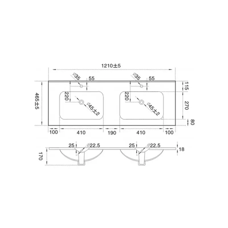 Casa si Gradina - Sanitare - Lavoar baie si accesorii - Lavoare si piedestale - Lavoar incastrat alb Fluminia Siena-120 121 cm - Infinity.ro