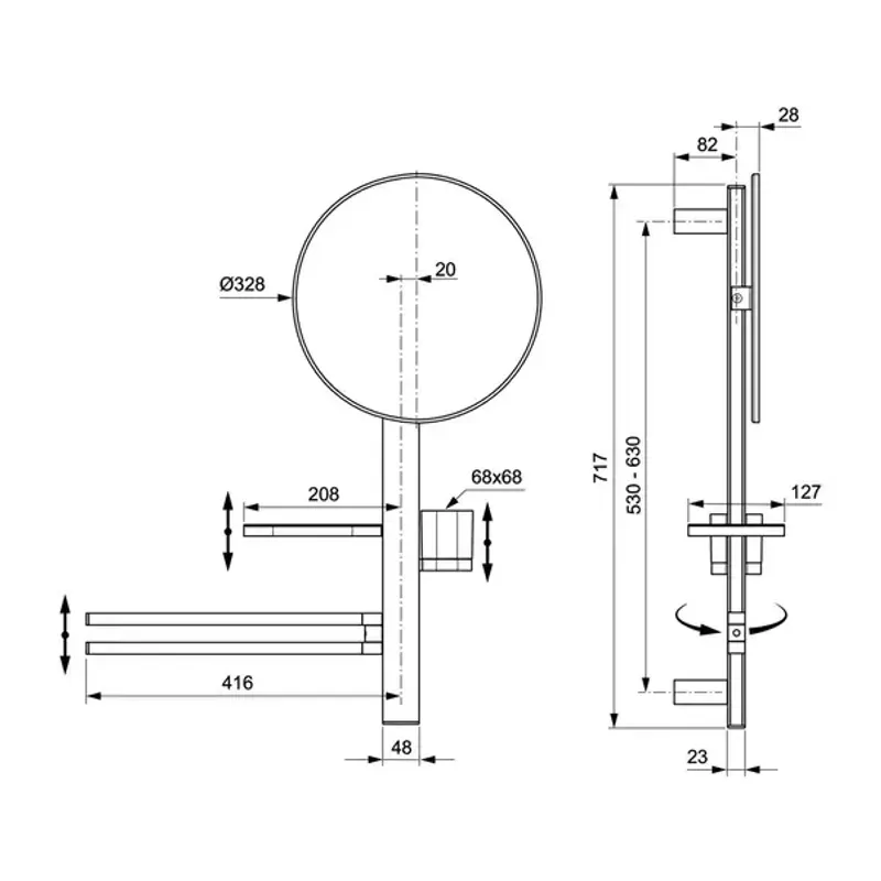 Casa si Gradina - Sanitare - Suporturi si accesorii baie - Accesorii baie - Set accesorii pentru lavoar Ideal Standard Alu+ negru mat 70 cm din aluminiu - Infinity.ro