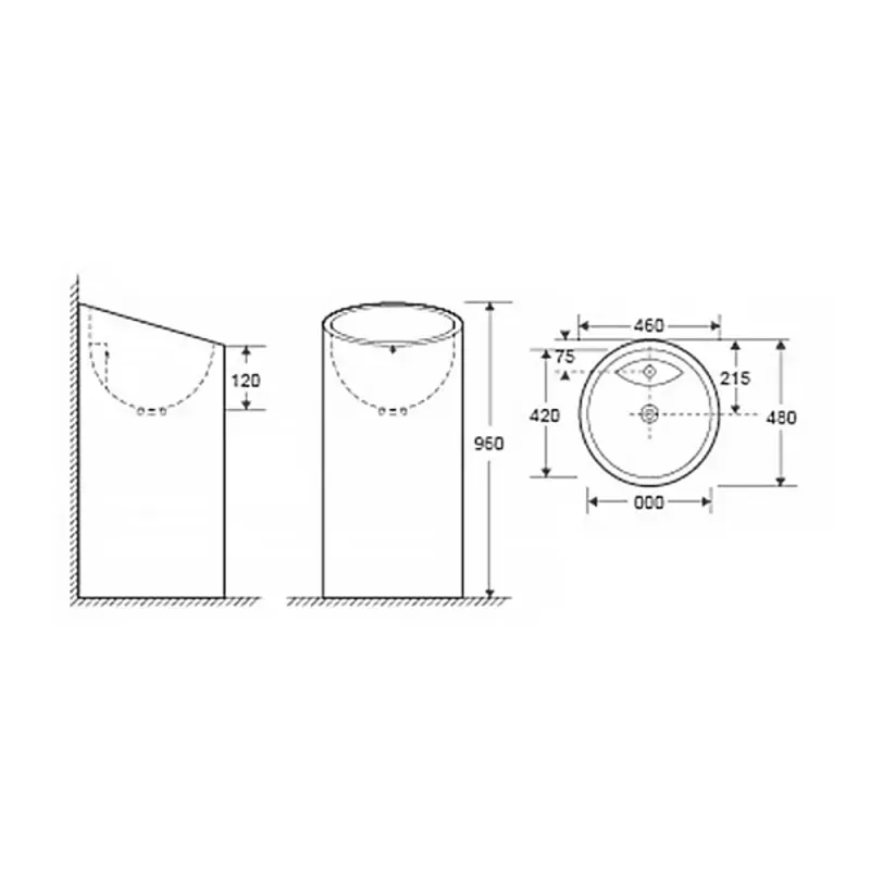 Casa si Gradina - Sanitare - Lavoar baie si accesorii - Lavoare si piedestale - Lavoar freestanding Fluminia Jussac-46 alb 46 cm - Infinity.ro
