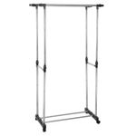 Casa si Gradina - Mobilier - Organizare si depozitare - Cuiere - Suport pentru haine pe roti, sina dubla, reglabil pe inaltime si latime, din aluminiu cromat, 155x45x150cm, argintiu - Infinity.ro