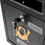 Casa si Gradina - Mobilier - Organizare si depozitare - Cutii depozitare - Cutie postala eleganta din metal negru, design clasic cu emblema aurie, rezistenta la intemperii, 38x38x10cm - Infinity.ro