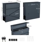 Casa si Gradina - Mobilier - Organizare si depozitare - Cutii depozitare - Cutie postala de exterior, pentru gard sau perete, din otel, cu incuietoare, 37x11x37cm, gri antracit - Infinity.ro