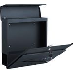 Casa si Gradina - Mobilier - Organizare si depozitare - Cutii depozitare - Cutie postala de exterior, pentru gard sau perete, din otel, cu incuietoare, 37x11x37cm, gri antracit - Infinity.ro