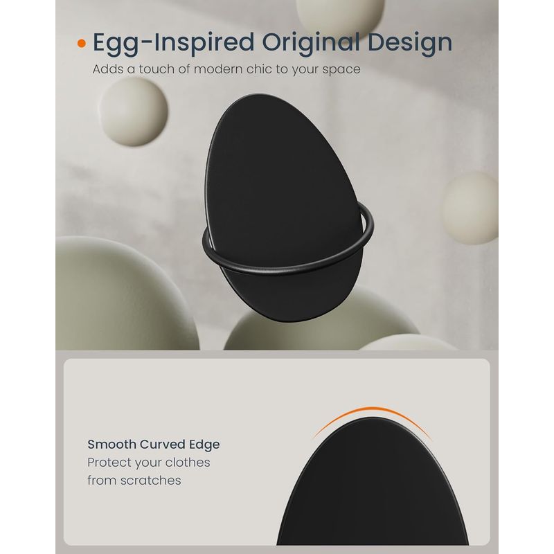 Casa si Gradina - Mobilier - Organizare si depozitare - Cuiere - SONGMICS Set 4 carlige perete, design oval din otel, 5 kg per carlig, 9x5x7 cm, negru - Infinity.ro