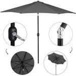 Casa si Gradina - Gradina si terasa - Umbrele si pavilioane - Umbrele - Umbrela terasa gradina, cu manivela si inclinare, GU200, diametru 300cm, gri antracit - Infinity.ro