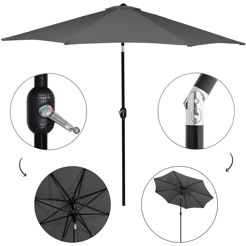 Casa si Gradina - Gradina si terasa - Umbrele si pavilioane - Umbrele - Umbrela terasa gradina, cu manivela si inclinare, GU200, diametru 300cm, gri antracit - Infinity.ro