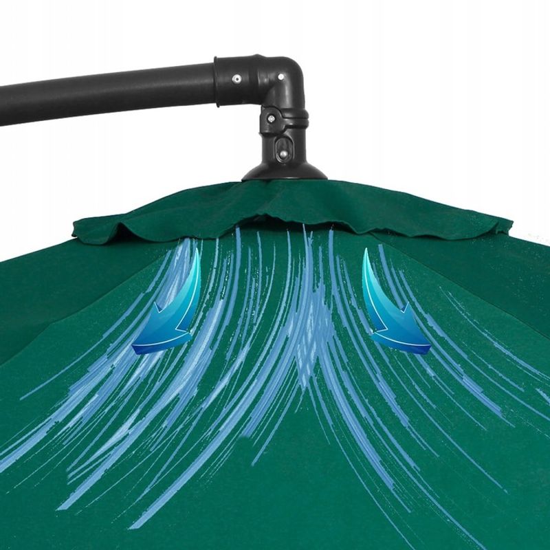 Casa si Gradina - Gradina si terasa - Umbrele si pavilioane - Umbrele - Umbrela de gradina cu brat lateral banana, cu husa, 300cm, verde - Infinity.ro