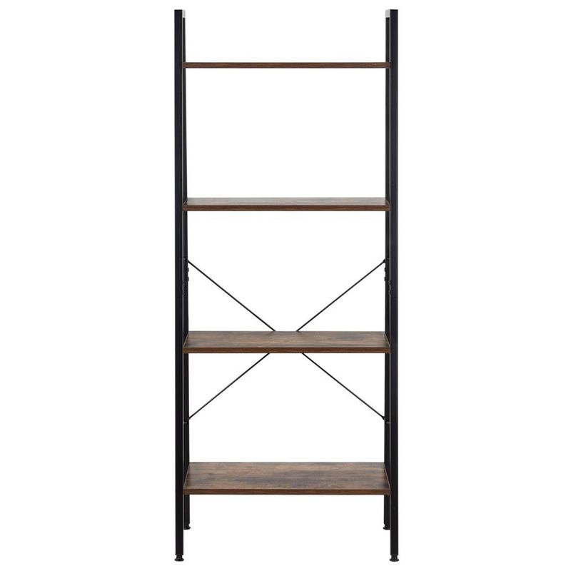Casa si Gradina - Mobilier - Biblioteci si rafturi - Biblioteci - Etajera cu 4 rafturi, metal si MDF, stil industrial, 56x34x138 cm, maro inchis si negru - Infinity.ro