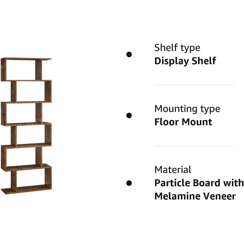 Casa si Gradina - Mobilier - Biblioteci si rafturi - Biblioteci - Biblioteca, raft cu 6 unitati de depozitare, pentru living, din lemn, 24x190x70cm, maro rustic - Infinity.ro