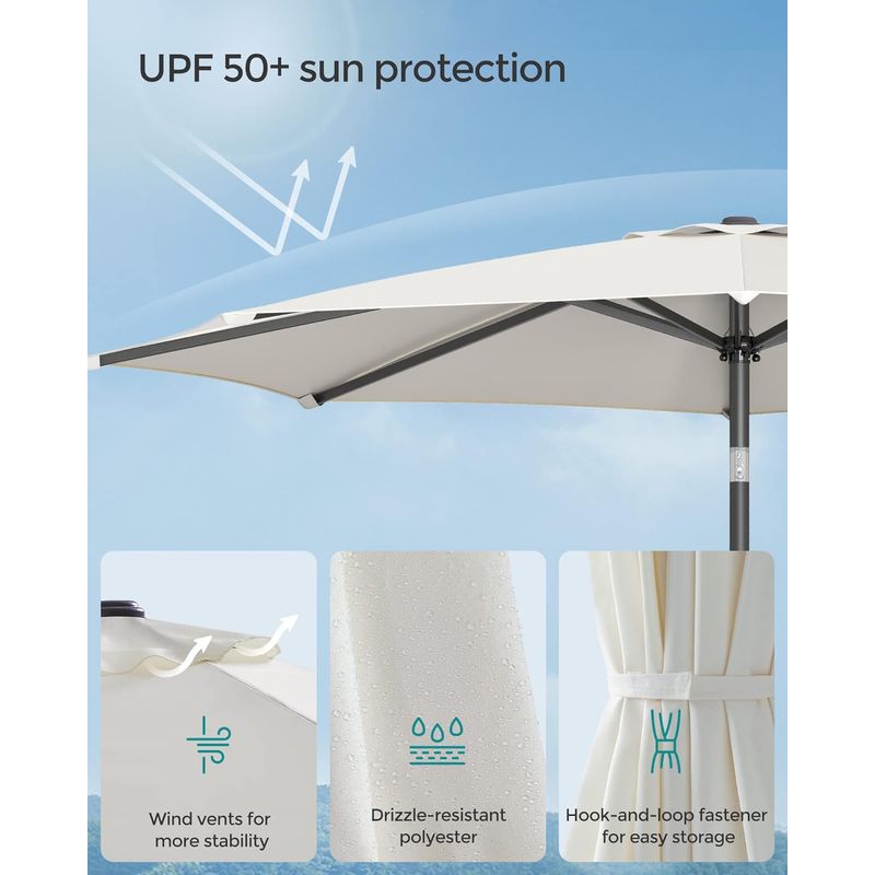 Casa si Gradina - Gradina si terasa - Umbrele si pavilioane - Umbrele - SONGMICS Umbrela de gradina, cu manivela pentru deschidere, sistem inclinare, 300cm, bej - Infinity.ro