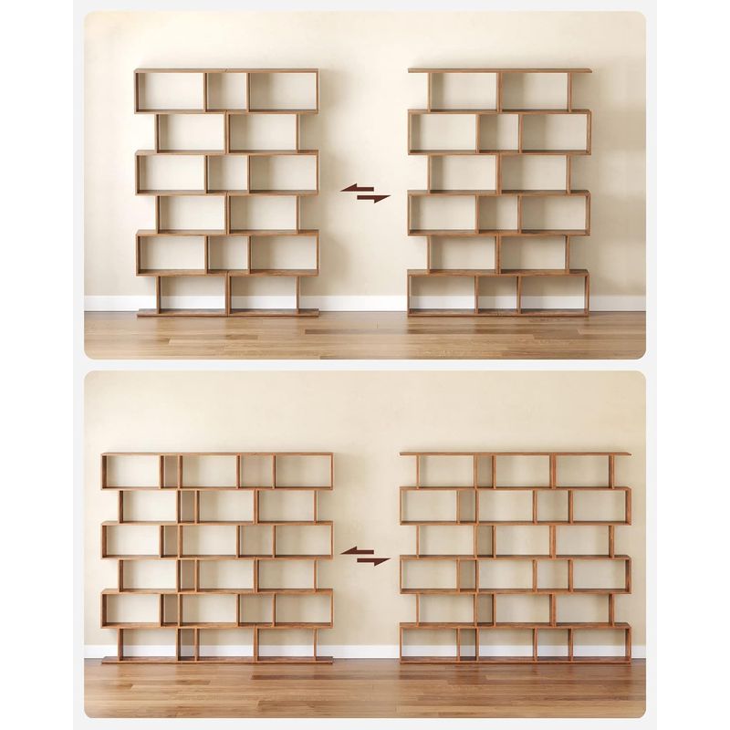 Casa si Gradina - Mobilier - Biblioteci si rafturi - Biblioteci - Biblioteca, raft cu 6 unitati de depozitare, pentru living, din lemn, 24x190x70cm, maro rustic - Infinity.ro