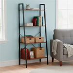 Casa si Gradina - Mobilier - Biblioteci si rafturi - Biblioteci - Etajera cu 4 rafturi, metal si MDF, stil industrial, 56x34x138 cm, maro inchis si negru - Infinity.ro