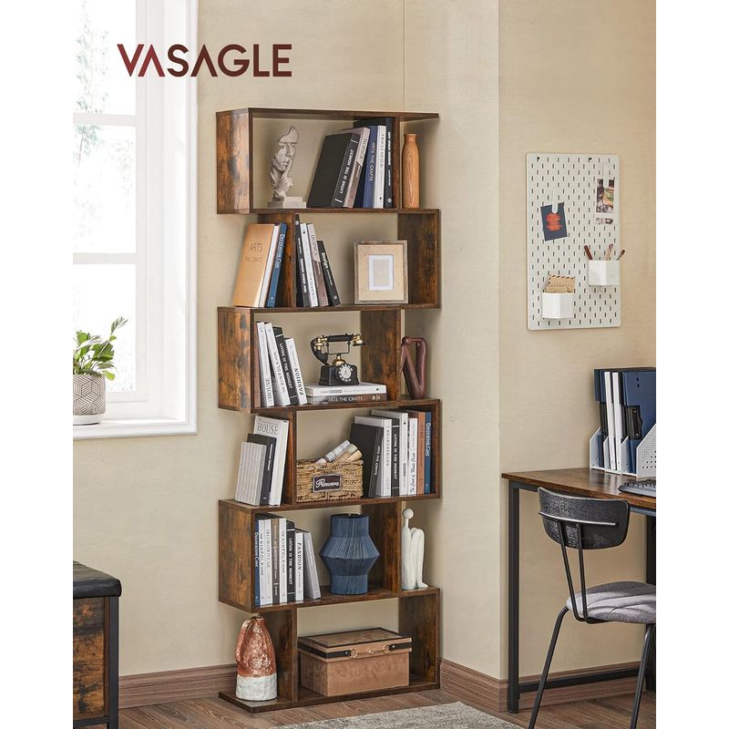 Casa si Gradina - Mobilier - Biblioteci si rafturi - Biblioteci - Biblioteca, raft cu 6 unitati de depozitare, pentru living, din lemn, 24x190x70cm, maro rustic - Infinity.ro