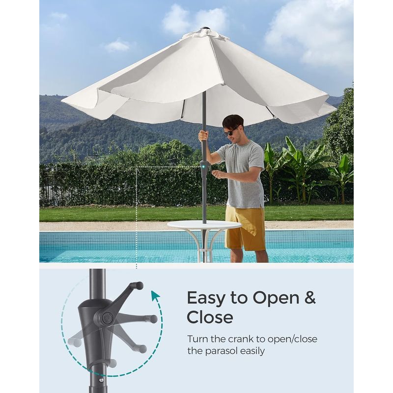 Casa si Gradina - Gradina si terasa - Umbrele si pavilioane - Umbrele - SONGMICS Umbrela de gradina, cu manivela pentru deschidere, sistem inclinare, 300cm, bej - Infinity.ro