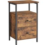 Casa si Gradina - Mobilier - Comode si corpuri - Noptiere - Noptiera cu 2 sertare pentru dormitor, design industrial, 28x38x60cm, maro si negru - Infinity.ro