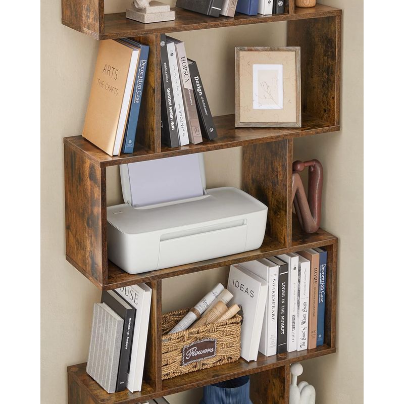 Casa si Gradina - Mobilier - Biblioteci si rafturi - Biblioteci - Biblioteca, raft cu 6 unitati de depozitare, pentru living, din lemn, 24x190x70cm, maro rustic - Infinity.ro