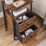 Casa si Gradina - Mobilier - Comode si corpuri - Noptiere - Noptiera cu 2 sertare pentru dormitor, design industrial, 28x38x60cm, maro si negru - Infinity.ro