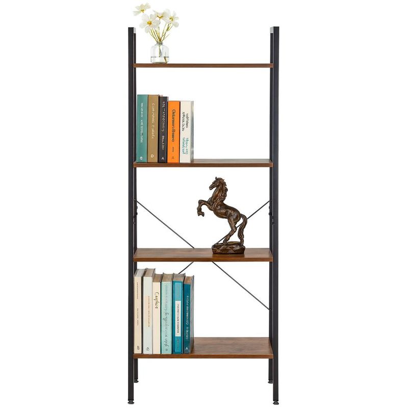 Casa si Gradina - Mobilier - Biblioteci si rafturi - Biblioteci - Etajera cu 4 rafturi, metal si MDF, stil industrial, 56x34x138 cm, maro inchis si negru - Infinity.ro