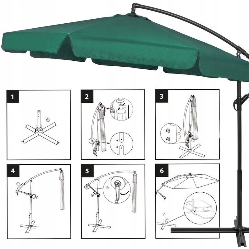 Casa si Gradina - Gradina si terasa - Umbrele si pavilioane - Umbrele - Umbrela de gradina cu brat lateral banana, cu husa, 300cm, verde - Infinity.ro