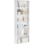 Casa si Gradina - Mobilier - Biblioteci si rafturi - Biblioteci - Biblioteca 6 rafturi, in stil scandinav, rafturi ajustabile, PAL, 60x24x179 cm, alb - Infinity.ro