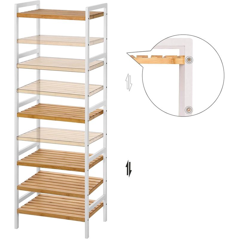 Casa si Gradina - Mobilier - Mobilier baie - Etajere baie - SONGMICS Etajera bambus 5 rafturi, pentru baie, bucatarie sau living, 45x32x142 cm, alb natur - Infinity.ro