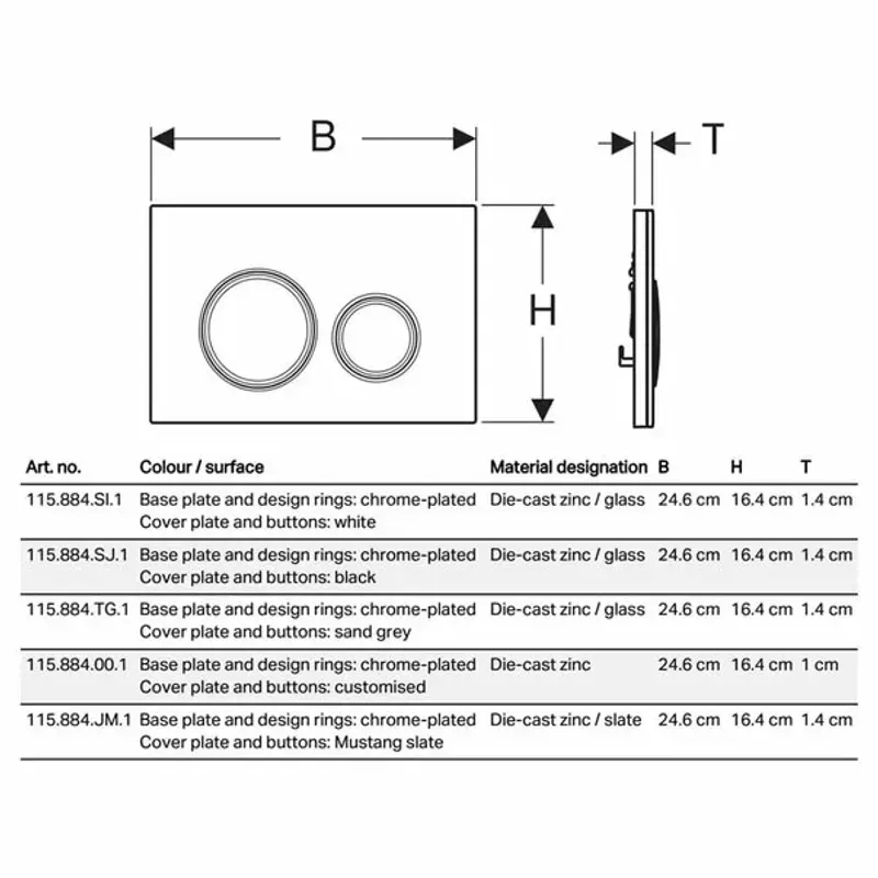 Casa si Gradina - Sanitare - Obiecte sanitare - Accesorii vase de toaleta - Clapeta de actionare Geberit Sigma21 personalizabila butoane rotunde inele cromate - Infinity.ro