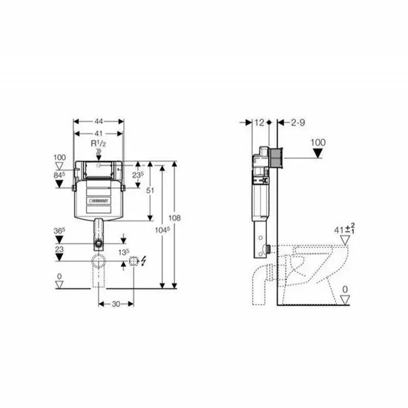 Casa si Gradina - Sanitare - Obiecte sanitare - Accesorii vase de toaleta - Rezervor incastrat 12 cm Geberit Sigma UP320, cu actionare frontala - Infinity.ro