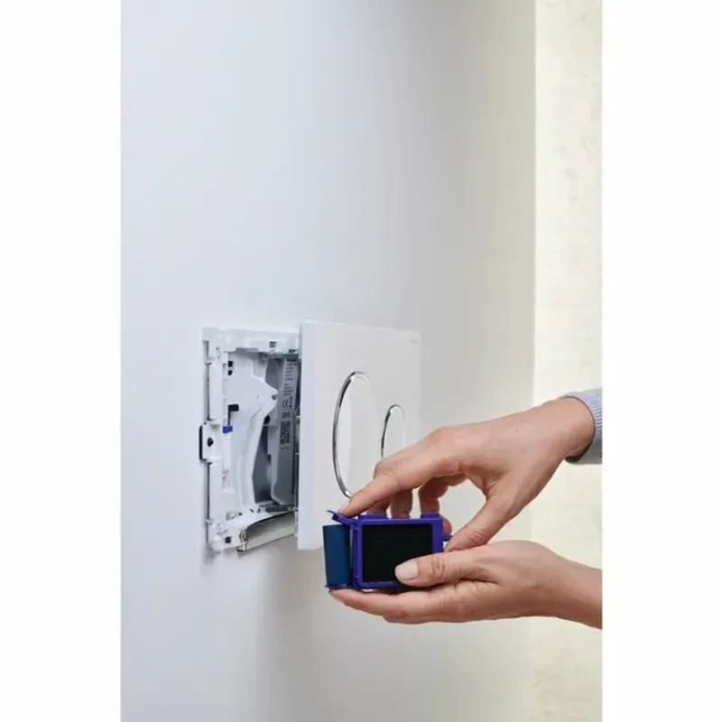 Casa si Gradina - Sanitare - Obiecte sanitare - Accesorii vase de toaleta - Kit Geberit DuoFresh cu declansare automata gri antracit pentru rezervor incastrat Sigma 12 cm - Infinity.ro