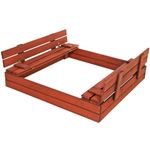 Petshop - Accesorii petshop - Jucarii animale - Jucarii educative - Lada nisip din lemn pliabila cu capac si bancute, 120x120x41 cm, maro - Infinity.ro