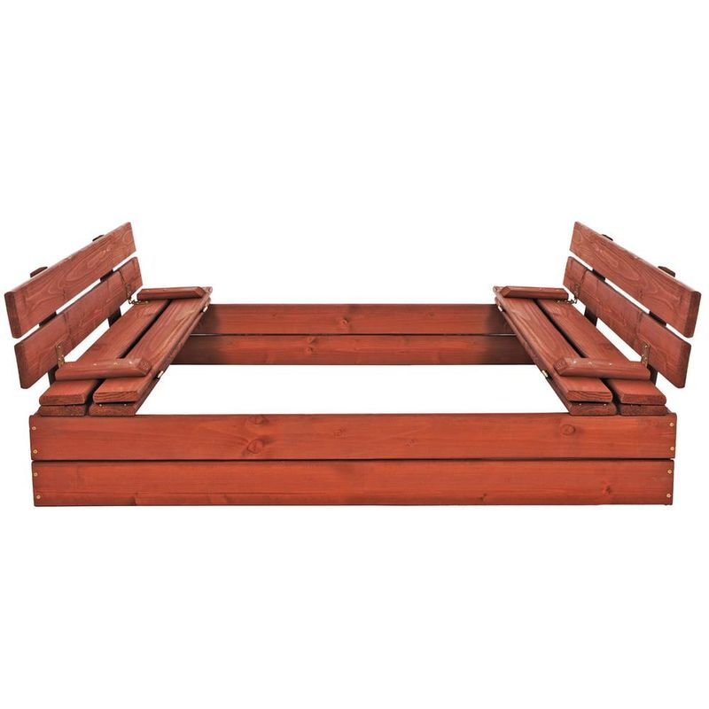 Petshop - Accesorii petshop - Jucarii animale - Jucarii educative - Lada nisip din lemn pliabila cu capac si bancute, 120x120x41 cm, maro - Infinity.ro