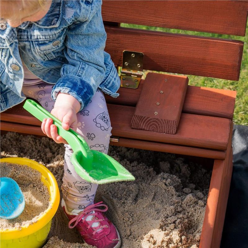 Petshop - Accesorii petshop - Jucarii animale - Jucarii educative - Lada nisip din lemn pliabila cu capac si bancute, 120x120x41 cm, maro - Infinity.ro