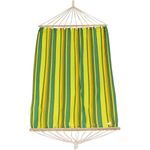 Casa si Gradina - Gradina si terasa - Balansoare si hamace - Balansoare - Hamac dublu cu bare din lemn, pentru 2 persoane, bumbac, 150kg, 200x150 cm, verde si galben - Infinity.ro