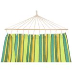 Casa si Gradina - Gradina si terasa - Balansoare si hamace - Balansoare - Hamac dublu cu bare din lemn, pentru 2 persoane, bumbac, 150kg, 200x150 cm, verde si galben - Infinity.ro