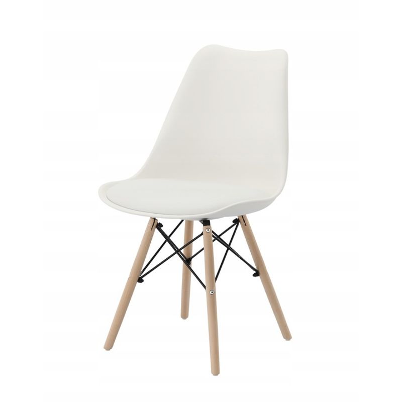 Casa si Gradina - Mobilier - Scaune si fotolii - Scaune - Set 4 scaune de bucatarie, design scandinav modern, sezut cu burete, alb - Infinity.ro