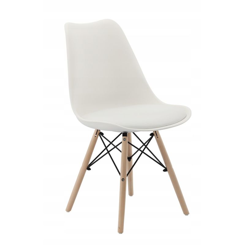 Casa si Gradina - Mobilier - Scaune si fotolii - Scaune - Set 4 scaune de bucatarie, design scandinav modern, sezut cu burete, alb - Infinity.ro