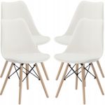 Casa si Gradina - Mobilier - Scaune si fotolii - Scaune - Set 4 scaune de bucatarie, design scandinav modern, sezut cu burete, alb - Infinity.ro