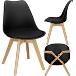 Casa si Gradina - Mobilier - Scaune si fotolii - Scaune - Set 4 scaune dining Verdhe pentru bucatarie cu perna tapitata cu piele ecologica, 44x82cm, negru - Infinity.ro