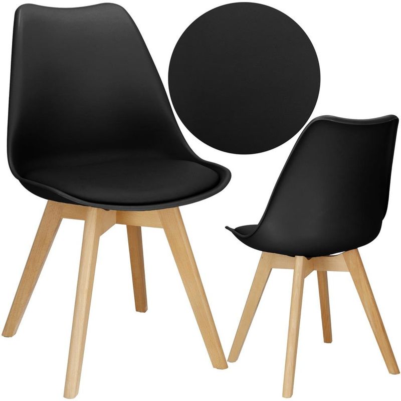 Casa si Gradina - Mobilier - Scaune si fotolii - Scaune - Set 4 scaune dining Verdhe pentru bucatarie cu perna tapitata cu piele ecologica, 44x82cm, negru - Infinity.ro