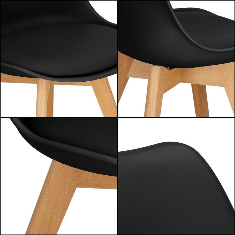 Casa si Gradina - Mobilier - Scaune si fotolii - Scaune - Set 4 scaune dining Verdhe pentru bucatarie cu perna tapitata cu piele ecologica, 44x82cm, negru - Infinity.ro