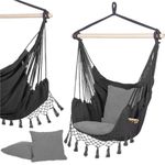 Casa si Gradina - Gradina si terasa - Balansoare si hamace - Balansoare - Hamac tip leagan suspendat pentru casa sau gradina, gri cu perne, 130x100cm, 150kg - Infinity.ro