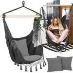 Casa si Gradina - Gradina si terasa - Balansoare si hamace - Balansoare - Hamac tip leagan suspendat pentru casa sau gradina, gri cu perne, 130x100cm, 150kg - Infinity.ro