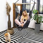 Casa si Gradina - Gradina si terasa - Balansoare si hamace - Balansoare - Hamac tip leagan suspendat pentru casa sau gradina, gri cu perne, 130x100cm, 150kg - Infinity.ro